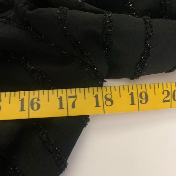 ASTR The Label Blouse L Peasant Style Elastic Waist Peplum Black Shimmer Thread - Picture 12 of 13